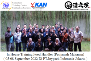 In House Training Food Handler (Penjamah Makanan) ( 05-08 September 2022 Di PT.Joypack Food Indonesia-Jakarta )