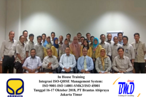 In House Training Integrasi ISO-QHSE Management System: ISO 9001-ISO 14001-SMK3/ISO 45001 (16-17 Oktober 2018 Jakarta)