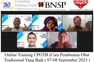 Online Training CPOTB (Cara Pembuatan Obat Tradisional Yang Baik ( 07-08 September 2023 )