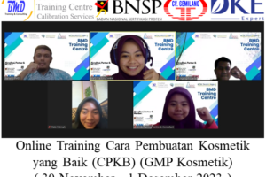 Online Training Cara Pembuatan Kosmetik yang Baik (CPKB) (GMP Kosmetik) ( 30 November – 1 Desember 2023 )