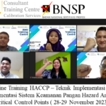 Online Training HACCP – Teknik Implementasi dan Dokumentasi Sistem Keamanan Pangan Hazard Analysis Critical Control Points ( 28-29 November 2023 )