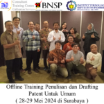 Offline Training Penulisan dan Drafting Patent Untuk Umum ( 28-29 Mei 2024 di Surabaya )