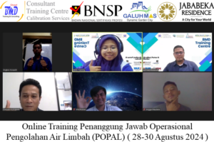 Online Training Penanggung Jawab Operasional Pengolahan Air Limbah (POPAL) ( 28-30 Agustus 2024 )